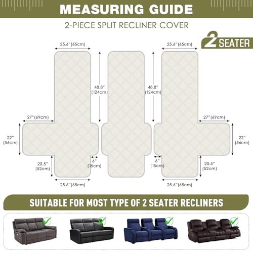 Image of TAOCOCO 100% Waterproof Recliner Sofa Cover, Non Slip Split Couch Covers for Reclining Couches with Straps, Washable Reclining Sofa Cover Furniture Protector for Kids Pets(3 Seater, Green)