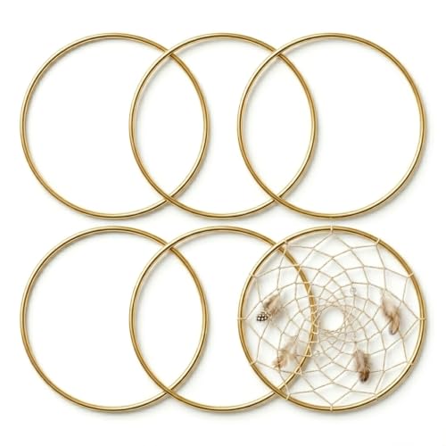 HOHIYA 12 Inch Metal Floral Hoop Rings 6 Pack, 4mm Thick Gold Wreath Hoops for Macrame Dream Catcher DIY Crafts Wedding Decor and Wall Hanging