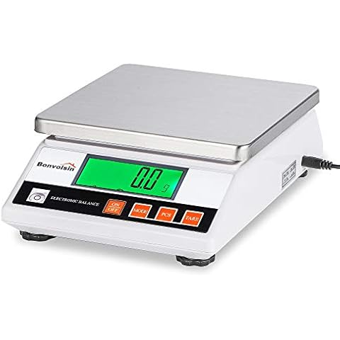Bonvoisin Precision Scale 6000gx0.1g Digital Lab Scale Industrial Counting Scale Accurate Electronic Balance Portable Laboratory Analytical Balance Jewery Kitchen Scale CE Certified (6000g, 0.1g) Cover