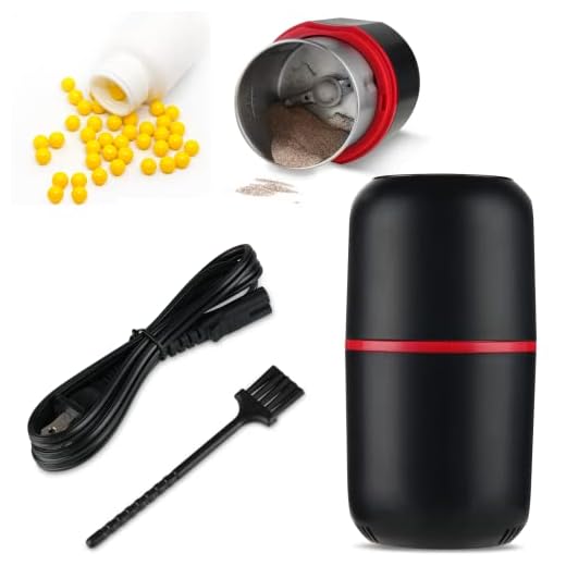 Electric Pill Crusher Grinder, Powerful Motor Pill Cutters with Stainless Steel Blades, Coffee Bean Grinder for Fine Powder, Multifunctional Electric Grinder for Grains, Medicinal Herbs, Spices