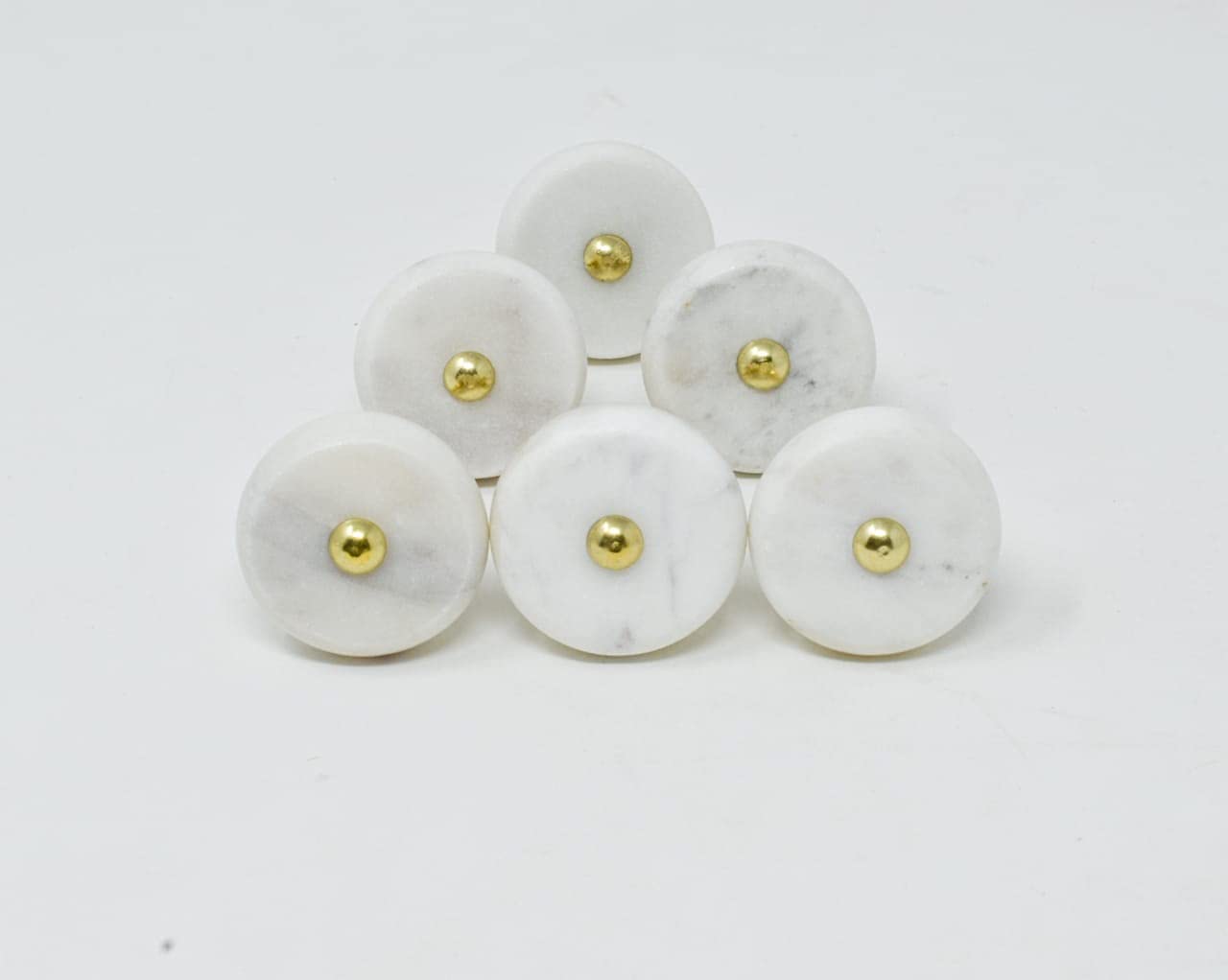 ARTISNO Round Stone Brass Knob, White, 4x4x7 cm - Image 4