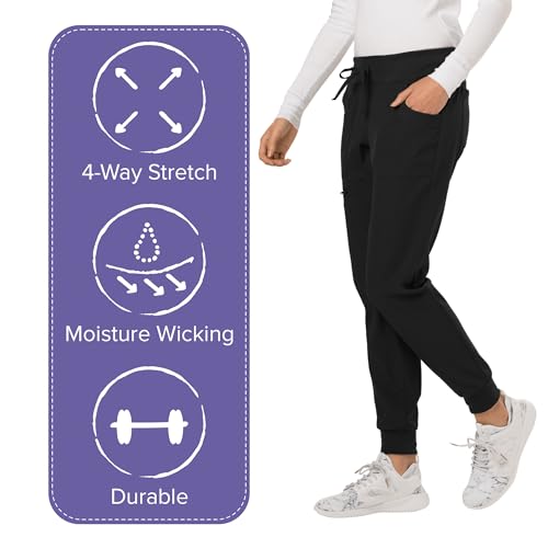HeartSoul Women's Medical Scrub Jogger Pants Contemporary fit Drawstring Waistband Jogger with 5 Pockets - HS030, M, Black - by HeartSoul - Used condition - Image 2