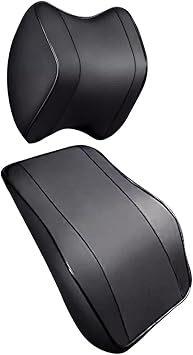 Car Neck Pillow for Mercedes Benz EQ EQC EQV EQE EQS 350 400 450+ 580 Leather, Car Head Support Lumbar Pillow Car Interior Accessories,3-A Black