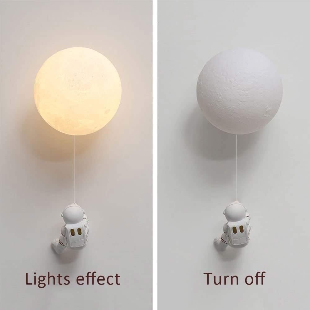 WJJHERRH Nordic Moon Light Astronaut Kids Hardwired Nursery Lighting for Children Bedside Girl Boy Room Hallway Office Wall Mounted Lamp with G9 Base(15CM)