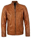 Maddox - Herren Echtleder Lederjacke Lammnappa Cognac Größe 48