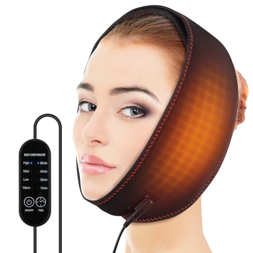 Face Heating Pad for Jaw, Face & Chin – 4 Heat Levels, 4 Timer Settings, Plug-in Heated Wrap with Adjustable Strap for Facial Comfort, Jaw Relaxation & Daily Warm