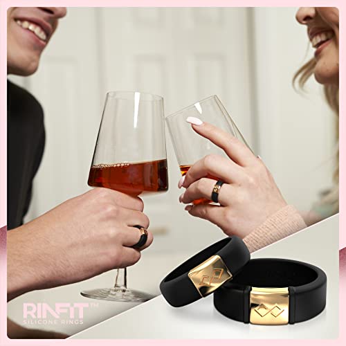 Rinfit Silicone Rings For Women - Silicone Wedding Bands Women - Infinity Ring With Metal Plate - Rubber Rings Women - Metalnfinity Collection - Nude & Rose Gold - Size 6 #TOP3