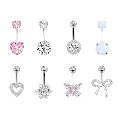 LEE&RO Silver Belly Button Ring 14G Belly Piercing Jewelry 10MM Navel Rings Stainless Steel Belly Rings for Women
