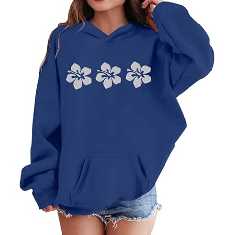 Huihong Children's Sweatshirt Hoodie Kids Girls Floral Cute Graphic Winter Long Sleeved Tops Pullover Hoody for Girls Oversized School Comfy Casual Jogging Blouse 2-13 Years Cover