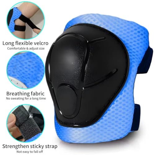 Gradient Color Kids Protective Gear Set Knee Pads for Kid 2-14 Years,W/ Adjustable Strap Kids/Youth Knee Pads Elbow Pads Wrist Guards Set for Inline Roller Skates,Cycling,BMX Bike,Skateboard,Scooter by ETEETOW - Used condition - Image 3