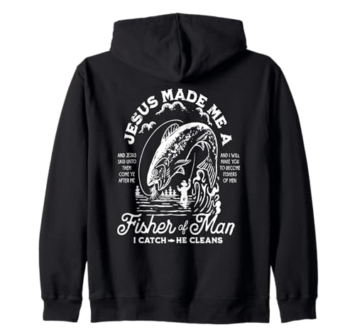 Jesus Made Me A Fisher Of Man - Christian Fishing Faith Verse Sudadera con Capucha