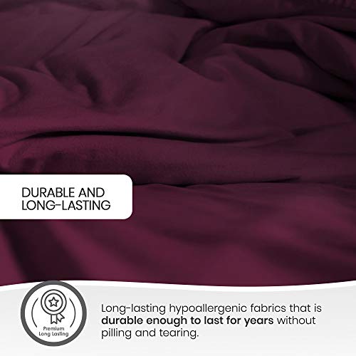 Whisper Organics, Organic Bed Sheets - 4-Pc Flannel Sheet Set - 100% Organic Cotton Flat Sheet + Fitted Sheet + Pillowcases - 170 Gram Gots Certified Sheets, Aubergine (King) #TOP5