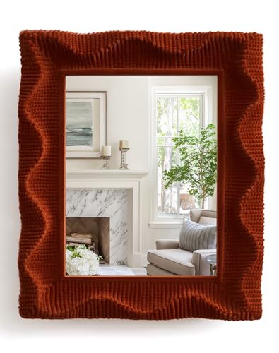 TEIPAI Unique Wall Mirror with Cozy Velvet-Like Touch for Bedroom