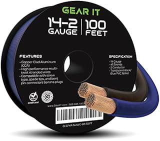GearIT 14 Gauge 2 x 2.5mm Speaker Wire Cca Cable (30.4 Meters - Black Blue)