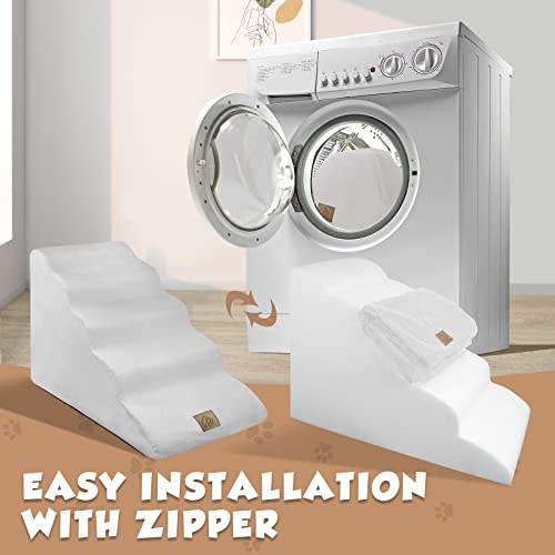 5-Tiers High Density Foam Dogs Ramp Stairs,23'' Height Large Pet Stairs For Joint Injury,Old Short Leg Pets To Reach Couch Bed,Indoor Non-Slip Bottom Pet Ramp-Machine Washable,Gift 1 Lint Roller Set #TOP3