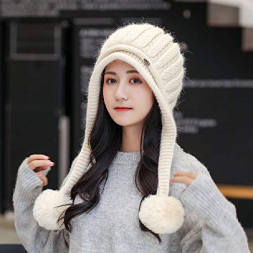Pompom cap tricoté chaud pour femmes avec protection d'oreille ski