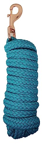 CHALLENGER Horse 8' Round Braided Red Nylon 3/4" Lead Rope Rose Gold Nickel Plated 605SE04TR