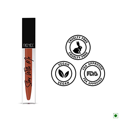 Image of RENEE Stay With Me Matte Liquid Lipstick, Long Lasting, Non Transfer, Water & Smudge Proof, Light Weight Liquid Lipstick, Craving for Coffee, 5ml