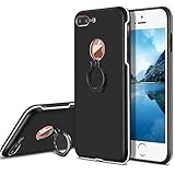 iPhone 7 Plus Shockproof Case, GeekZone[Ring Holder Kickstand] Shock-Absorption and Anti-Scratch Electroplate Metal Back and TPU Hybrid Slim Fit Protective Bracket Case for iPhone 7 Plus(Black)