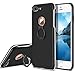 iPhone 7 Plus Shockproof Case, GeekZone[Ring Holder Kickstand] Shock-Absorption and Anti-Scratch Electroplate Metal Back and TPU Hybrid Slim Fit Protective Bracket Case for iPhone 7 Plus(Black)