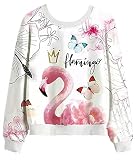 Kinder Mädchen Langarm Tshirt Langarmshirt Oberbekleidung Top Shirt Long-Sleeve T-Shirt (Flamingo, 140)