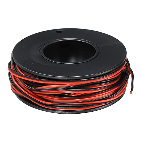 sourcing map 2 Conducteur Parallèle Silicone Câble 30Awg Rouge Noir 10M | 30 Jauge Échoué Électrique Câble étamé Cuivre Bobine 10m/33ft pour LED Bande ExTension Cordon, Voiture Modèle
