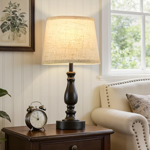 EJIAXIN Table Lamp Set of 2-19" Small Bedside Lamps Modern Lamp for Bedroom Living Room Lamps for Night Stands - Desk Lamps for Home Office End Tables Nightstand Lamps with Beige Linen Shades by EJIAXIN - Used condition - Image 3