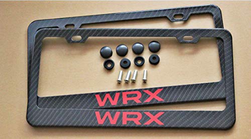 Armertek WRX Carbon Fiber-Look License Plate Frame Cover Stainless Steel Black for Subaru (2)