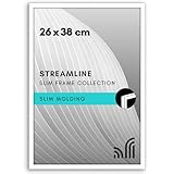 Americanflat 26cm x 38cm 額縁 パズルフレーム 軽量・安全・透明な1mm PS保護パネル付き 細枠デザイン（壁掛け） - ホワイト（ストリームラインコレクション）