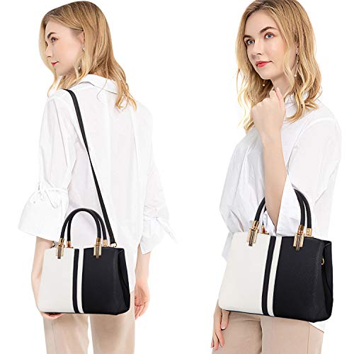 TIBES Top-Handle Handbag Stitching Purse for Women Girls Tote Satchel Shoulder Bags by Tibes - Image 2