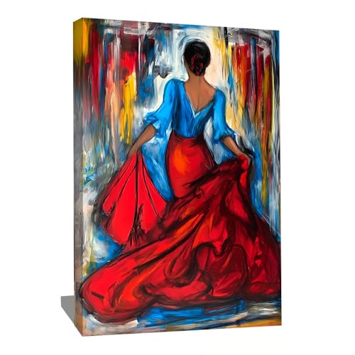 Alessio Cacciatore Tableau Danseuse Flamenco - Cadre Décoration Murale Femme - Impression Sur Toile Moderne Abstrait - Tableau Mural Décoratif Salon Xxl -...