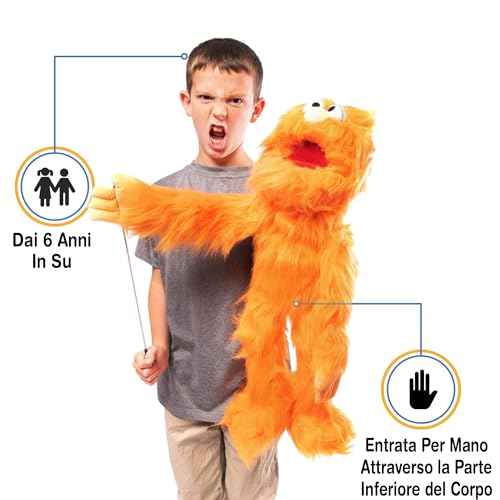 30\" Orange Monster Puppet, Full Body Ventriloquist Style Puppet