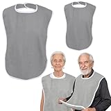 OIXYA 2 Stück Wasserdichte Lätzchen für Erwachsene, kleiderschutz für erwachsene, Senioren Mehrweg Waschbar, Leicht zu Reinigen, Unisex Kleiderschutz mit Klettverschluss.