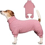 Dog Sweaters for Large Dogs Turtleneck Knitted Pet Clothes Solid Color Puppy Sweater Warm Dog Sweater(Pink&L)