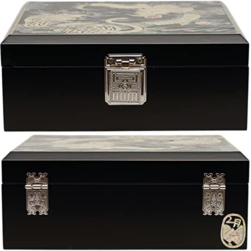 February Mountain Mother Of Pearl Large Wooden Box With Hinged Lid – Tiger And Dragon Design Handmade Decorative Box Gifts For Him Birthday Wedding Christmas #TOP3