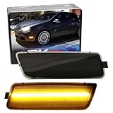iJDMTOY Smoked Lens Amber Full LED Bumper Side Marker Light Kit Compatible With Volkswagen 2006-2009 MK5 Golf/GTI Rabbit, 2005-2010 Jetta, 2008 R32, 40-SMD LED, Replace OEM Front Sidemarker Lamps