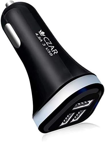 CZARTECH 4.8 A -3 USB Port Car Charger for All Android and Apple Devices (Black)