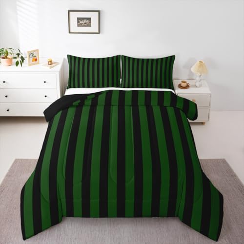 Feelyou Dark Green Black Bedding Set for Kids Boys Girls