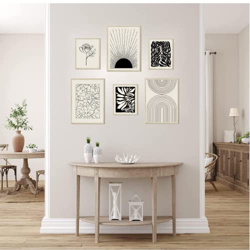 Black Beige Unframed Wall Art Set Of 6, Abstract Neutral Geometric Gallery Wall Art Prints For Living Room, Modern Minimalist Line Artwork Posters , Boho Sun Wall Decor For Bedroom, Bathroom, Office, Home #TOP3