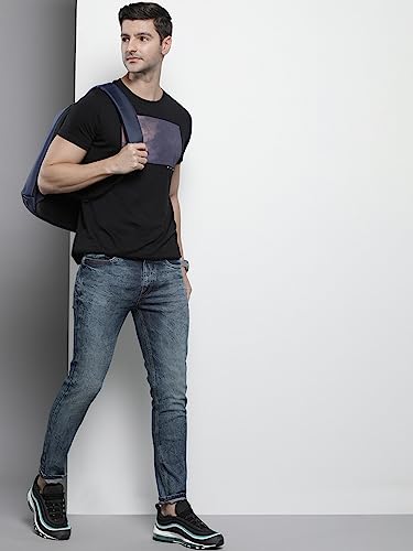 Image of The Indian Garage Co Men Slim Fit Solid Mid-Rise Stretchable Jeans