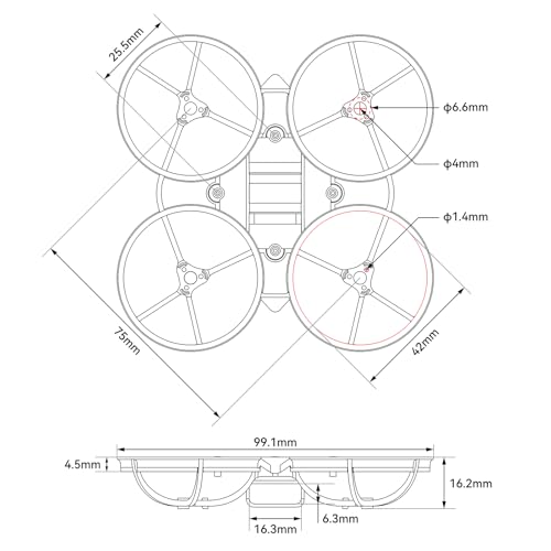BETAFPV 2 szt. Air75 II bezszczotkowy Whoop Frame Kit with Motor Fix Slot, Ultra Light, Lowered Profile, do DIY Ultra Light 75 mm 1S Racing Whoop Drone with Matrix 1S FC 07XX 08XX 1102 Motors 40 mm