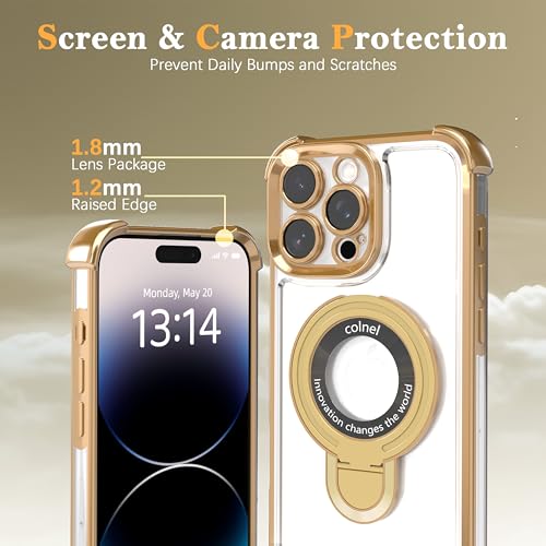IAIYOXI for iPhone 15 Pro Max Case with Strong Magnetic Ring Stand, Military-Grade Shockproof, 4 Airbag Corners Protective, Fit for MagSafe, Kickstand Phone Case for iPhone 15 Pro Max - Gold by IAIYOXI - Used condition - Image 3