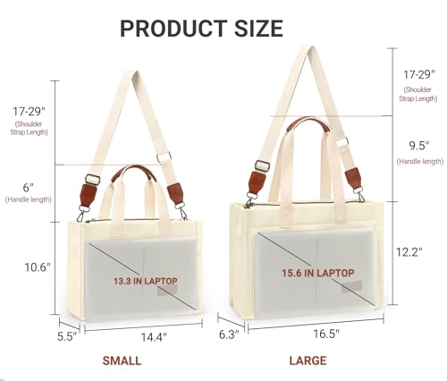 ZORFIN Canvas Tote Bag for Women with Zipper and Compartments Crossbody Work Laptop Bag for Travel College Office3