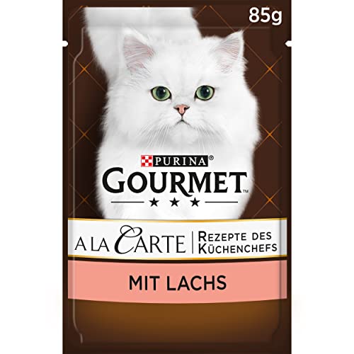 Gourmet A la Carte Katzenfutter nass, mit Lachs und Gemüse, 26er Pack (26 x 85g)