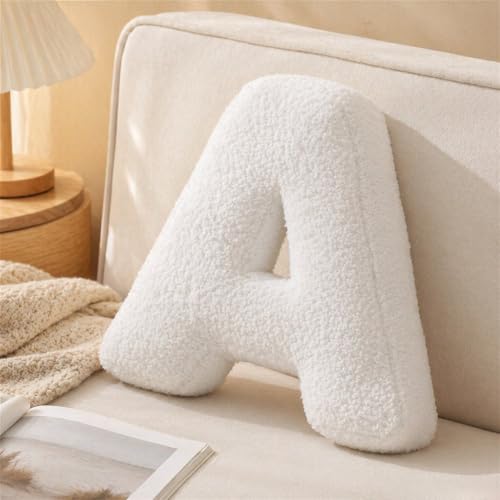 Shapeazy Letter Plush Pillow Letter Hugging Throw Pillows Decorative Initial Letter Shaped Throw Pillows for Bed Couch Letter Pillows English Alphabet A to Z for Sofa Bedroom Living Room Decor (A)