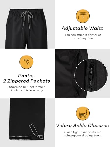SaphiRose Men\'s Waterproof Rain Suit 2pcs/set Packable Rain Gear for Golf Motorcycle Fishing(Black,M)