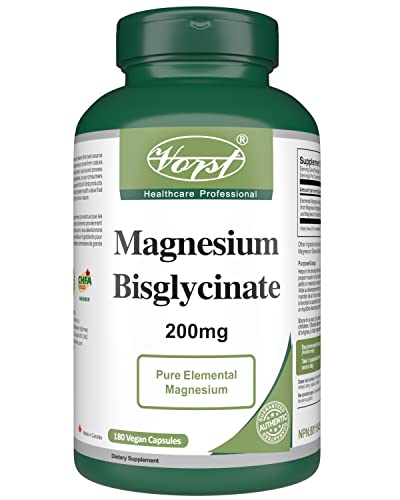 VORST Magnesium Bisglycinate 200mg 180 Vegan Capsules (Gentle) | Promotes Bone Health | Bis-Glycinate Supplement for Men & Women | Powder Pills | 1 Bottle