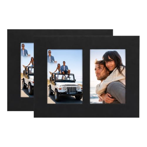 Malden Double 2x3 Picture Frame - Wide Real Wood Molding, Real Glass - Black (Pack of 2)