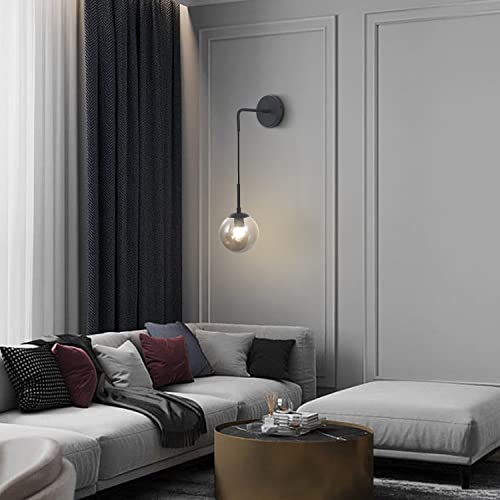 KCO 2 Pack Mid Century Modern Black Smoke Glass Globe Hanging Wall Sconces by KCO - Used condition - Image 8