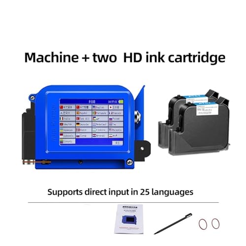 Imprimante à jet d'encre portable Imprimante à jet d'encre portable 25,4 mm, petite imprimante de numéro de lot de code QR, encre à séchage rapide sans décoloration ( Color : 1 Printer-2 HD ink , Size